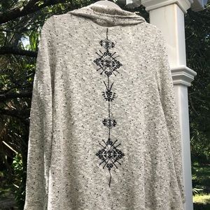 Back detail gray cardigan